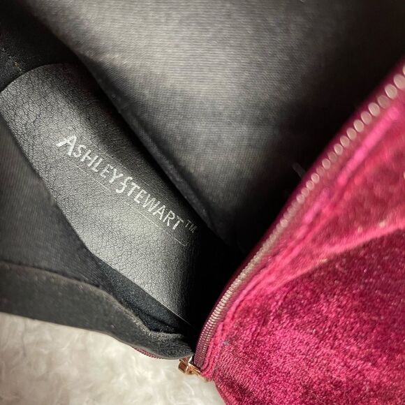 Ashley Stewart Fabric suede Burgundy knee high clear heel boots SZ9W - Picture 12 of 13